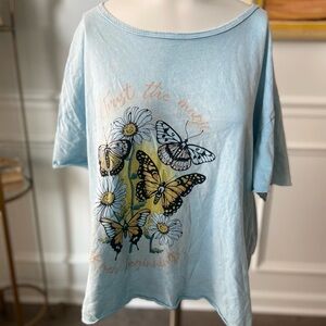 Sky Blue Butterfly Print Tee